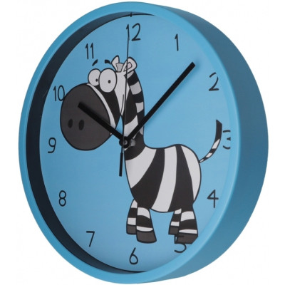 Настінний годинник Optima Little Zebra пластиковий, блакитний (O52106)
