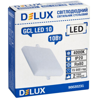 Світильник Delux GCL LED 10 4000К 10Вт 230В SQUARE (90020231)