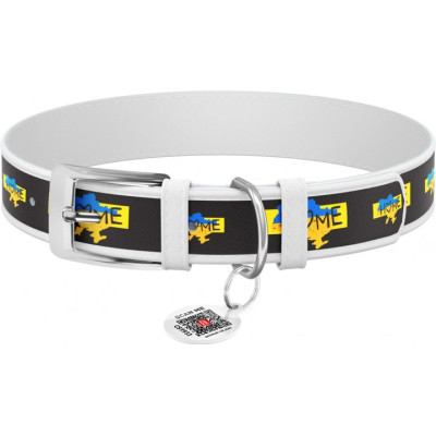Нашийник для тварин WAUDOG Design з QR паспортом &quot;Дім&quot; XL Ш 35 мм Д 46-59 см (білий) (3606-0230-15)