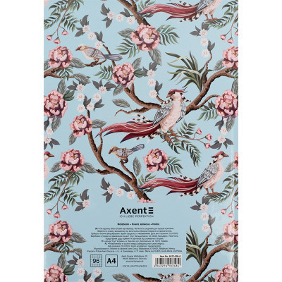 Книга записна Axent Birds&amp;Flowers-1 A4 в клітинку 96 аркушів (8422-568-A)