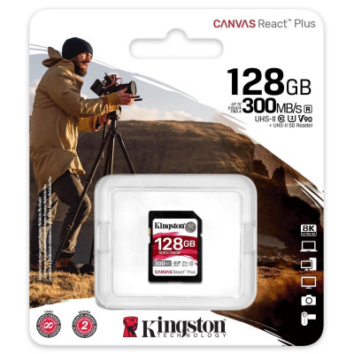 Карта пам&#039;яті Kingston 128GB SDXC class 10 UHS-II U3 Canvas React Plus (SDR2/128GB)