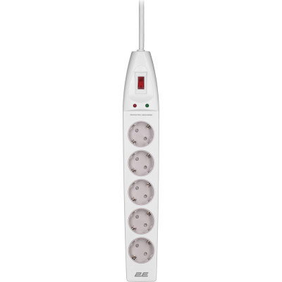 Мережевий фільтр живлення 2E 5XSchuko, 3G*1.5мм, 2м, white (2E-SP515M2WH)