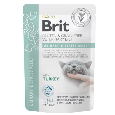 Вологий корм для кішок Brit GF VetDiets Urinary and Stress Relief з індичкою (8595602566723)
