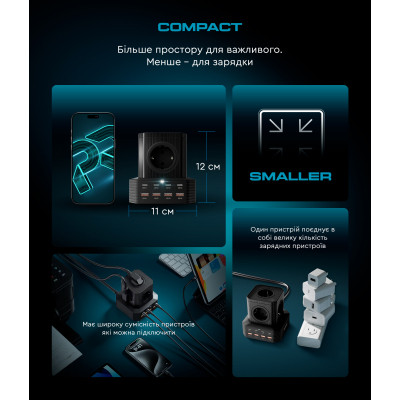 Зарядний пристрій Armorstandart ARP-544 Resolute Power USB-C 100W GaN 2m Black (ARM73177)