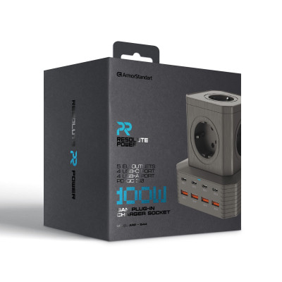 Зарядний пристрій Armorstandart ARP-544 Resolute Power USB-C 100W GaN 2m Black (ARM73177)
