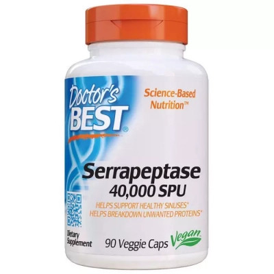 Вітамінно-мінеральний комплекс Doctor&#039;s Best Серрапептаза, Serrapeptase, 40,000 SPU, 90 капсул (DRB-00149)