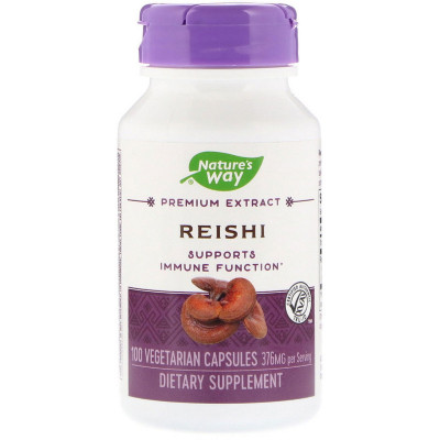 Трави Nature&#039;s Way Гриби Рейша, Reishi, Standardized, 376 mg, 100 капсул (NWY-62700)