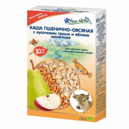 Дитяча каша Fleur Alpine молочна пшенично-вівсяна зі шматочками груші і яблука 200 г (4006303002754)