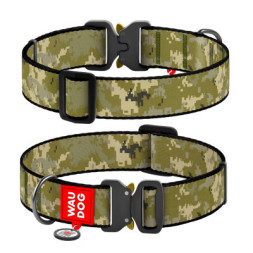 Нашийник для тварин WAUDOG Nylon з QR-паспортом &quot;Мілітарі&quot; металевий фастекс M (286-4026)