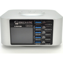 Зарядний пристрій MECHANIC 5xUSB-C PD + 5xUSB QC3.0 + Wireless Charging 15W LED indication 150W black (X-Power-150W)