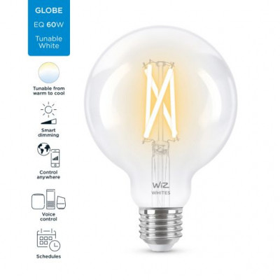 Розумна лампочка WiZ E27 7W(60W 806Lm) G95 2700-6500 філаментна Wi-Fi (929003018201)