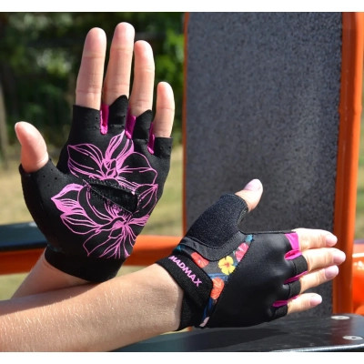 Рукавички для фітнесу MadMax MFG-770 Flower Power Gloves Black/Pink M (MFG-770_M)