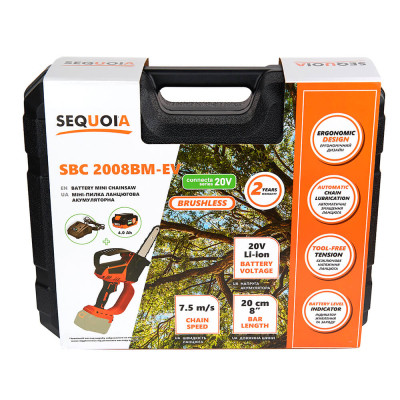 Ланцюгова пила SEQUOIA 20V, 4Ah, шина 20 см, 1.7 кг (SBC2008BM-EV)