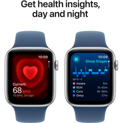 Смарт-годинник Apple Watch SE 2024 GPS 44mm Silver Aluminium Case with Denim Sport Band - M/L (MXER3QH/A)