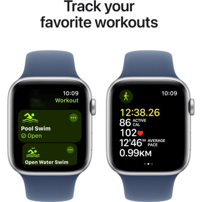 Смарт-годинник Apple Watch SE 2024 GPS 44mm Silver Aluminium Case with Denim Sport Band - M/L (MXER3QH/A)