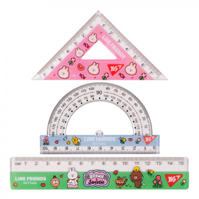 Лінійка Yes набір Line friends, лінійка 15 см (3 предмети) (370676)
