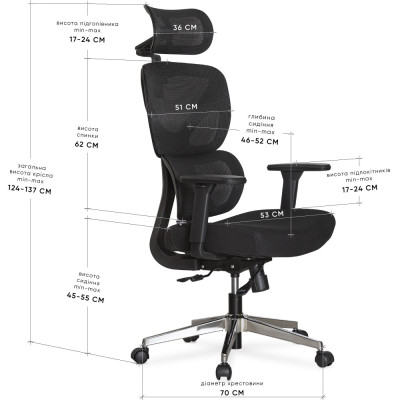 Офісне крісло Mealux D1 Air Fabric Black (HF-D1 F/B)