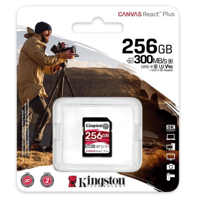 Карта пам&#039;яті Kingston 256GB SDXC class 10 UHS-II U3 Canvas React Plus (SDR2/256GB)