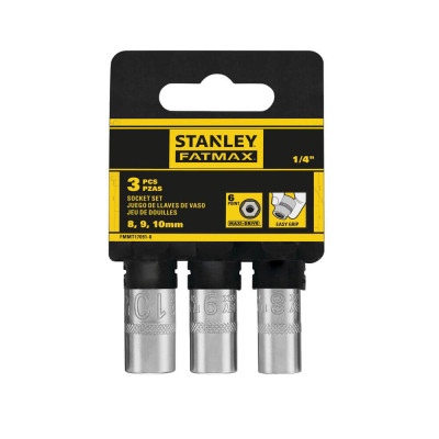 Набір головок Stanley торцевих 1/4&quot; Maxi Drive, із шестигранним профілем, 3 шт: 8, 9, 10 мм. (FMMT17091-0)