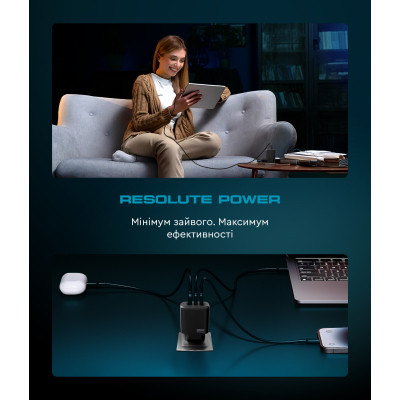 Зарядний пристрій Armorstandart ARP-621 Resolute Power USB-C 65W GaN Black (ARM70023)