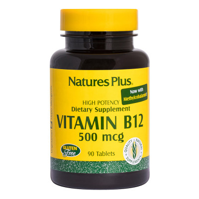 Вітамін Natures Plus Вітамін B-12 (Метилкобаламін), Nature&#039;s Plus, 500 мкг, 90 Та (NTP1710)