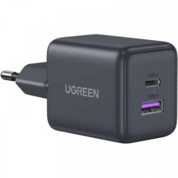 Зарядний пристрій UGREEN 1xUSB-C PD30W + 1xUSB QC3.0 GaN X516 gray (55539)