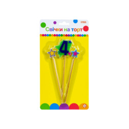 Свічка Maxi Stars &quot;4&quot; висотою 4,5 см, 3 шт. (MX620080-4)