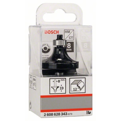 Фреза Bosch Professional карнизна, Std, S8, R12, L19 (2.608.628.343)