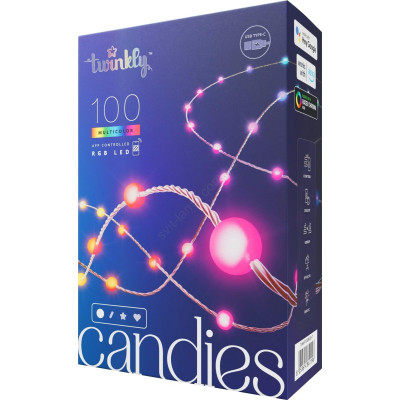 Гірлянда Twinkly mart LED, Strings USB 100 Pearl-shaped RGB LEDs, Green Wire, USB-C 6м (TWKP100RGB-G)
