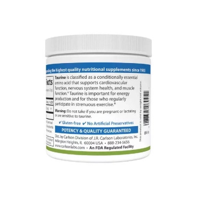 Амінокислота Carlson Таурін у порошку, Taurine, Amino Acid Powder, 100 гр (CL06945)