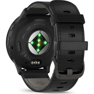 Смарт-годинник Garmin Venu 3, Black + Slate, Leather, GPS (010-02784-52)
