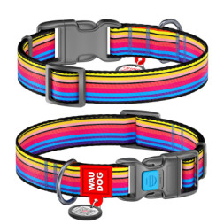 Нашийник для тварин WAUDOG Nylon з QR паспортом &quot;Лінія 1&quot; пластиковий фастекс XS (5225)