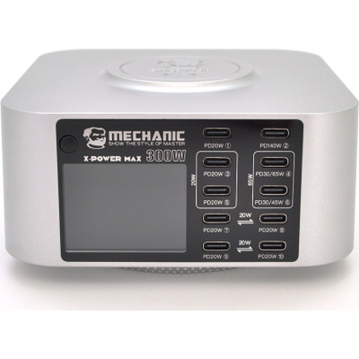 Зарядний пристрій MECHANIC 10xUSB-C PD + Wireless Charging 15W LED indication 300W black (X-Power Max)