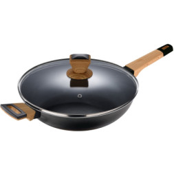 Сотейник Bergner Earth black з кришкою та довгим руків'ям 28 см (BG-34628-BK)