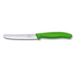 Кухонний ніж Victorinox SwissClassic для нарезки 8 см, волнистое лезвие, зеленый (6.7636.L114)