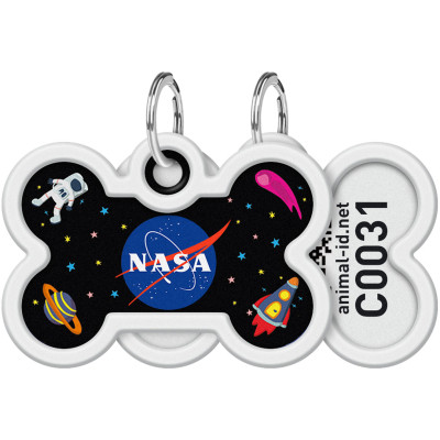 Адресник для тварин WAUDOG Smart ID з QR паспортом &quot;NASA&quot;, кістка 40х28 мм (0640-0147)