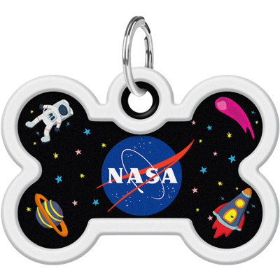 Адресник для тварин WAUDOG Smart ID з QR паспортом &quot;NASA&quot;, кістка 40х28 мм (0640-0147)