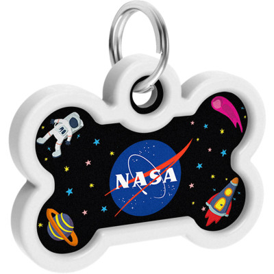 Адресник для тварин WAUDOG Smart ID з QR паспортом &quot;NASA&quot;, кістка 40х28 мм (0640-0147)