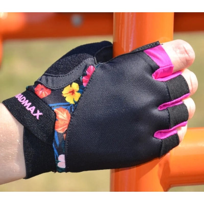 Рукавички для фітнесу MadMax MFG-770 Flower Power Gloves Black/Pink S (MFG-770_S)