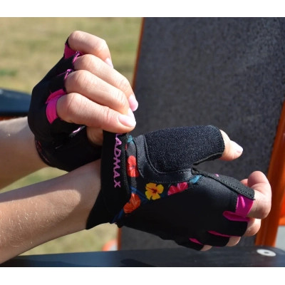 Рукавички для фітнесу MadMax MFG-770 Flower Power Gloves Black/Pink S (MFG-770_S)