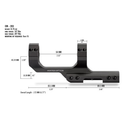 Кріплення для прицілу Vortex Cantilever Mount 30mm 3&quot; Offset Rings (CM-203) (930355)