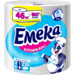 Паперові рушники Emeka White Jumbo 3 шари 230 відривів (3800024035159)