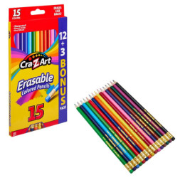Олівці кольорові Cra-Z-Art з гумкою, 15 кольорів (10459CRA)
