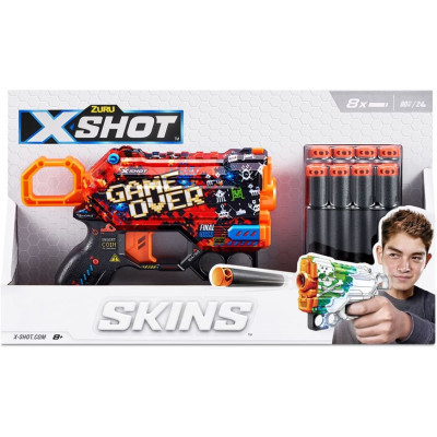 Іграшкова зброя Zuru X-Shot Швидкострільний бластер Skins Menace Game Over (8 патронів) (36515B)