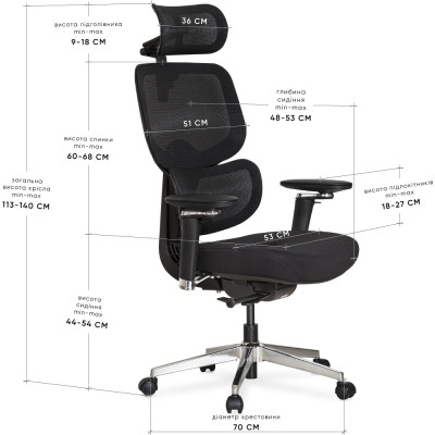 Офісне крісло Mealux D2 Air Fabric Black (HF-D2 F/B)