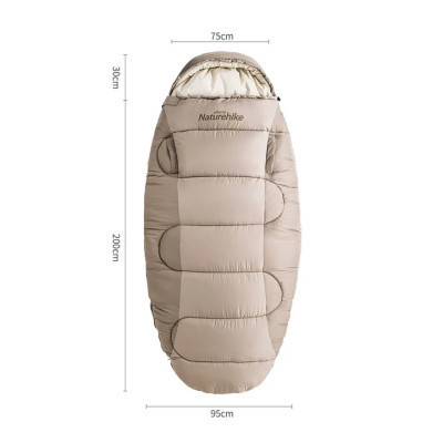 Спальный мешок Naturehike овальний PS200 NH20MSD03 правий, бежевий (6927595765456)
