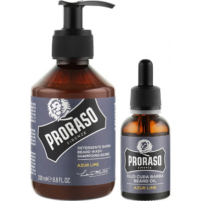 Набір косметики Proraso Azur Lime для бороди Шампунь 200 мл + Олія 30 мл (8004395007462)