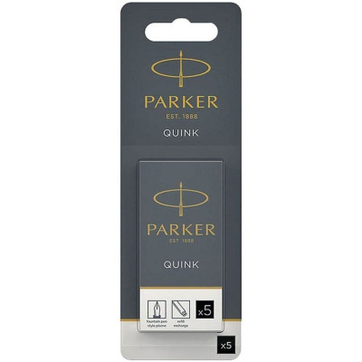 Чорнило для пір&#039;яних ручок Parker Картриджі Quink / 5шт чорний блістер (11 416BK)