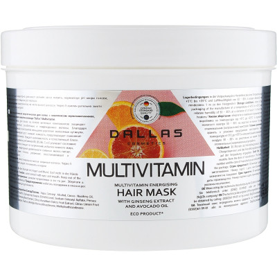Маска для волосся Dalas Cosmetics Multivitamin Енергетична з компл. мультивітамінів, екстрактом женьшеню та олією авокадо 500 мл (4260637723512)