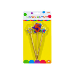 Свічка Maxi Stars &quot;5&quot; висотою 4,5 см, 3 шт. (MX620080-5)